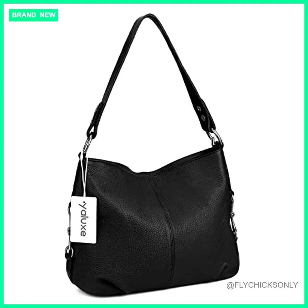 Large Genuine Leather Hobo Crossbody Bag with Top Handle Travel Purse